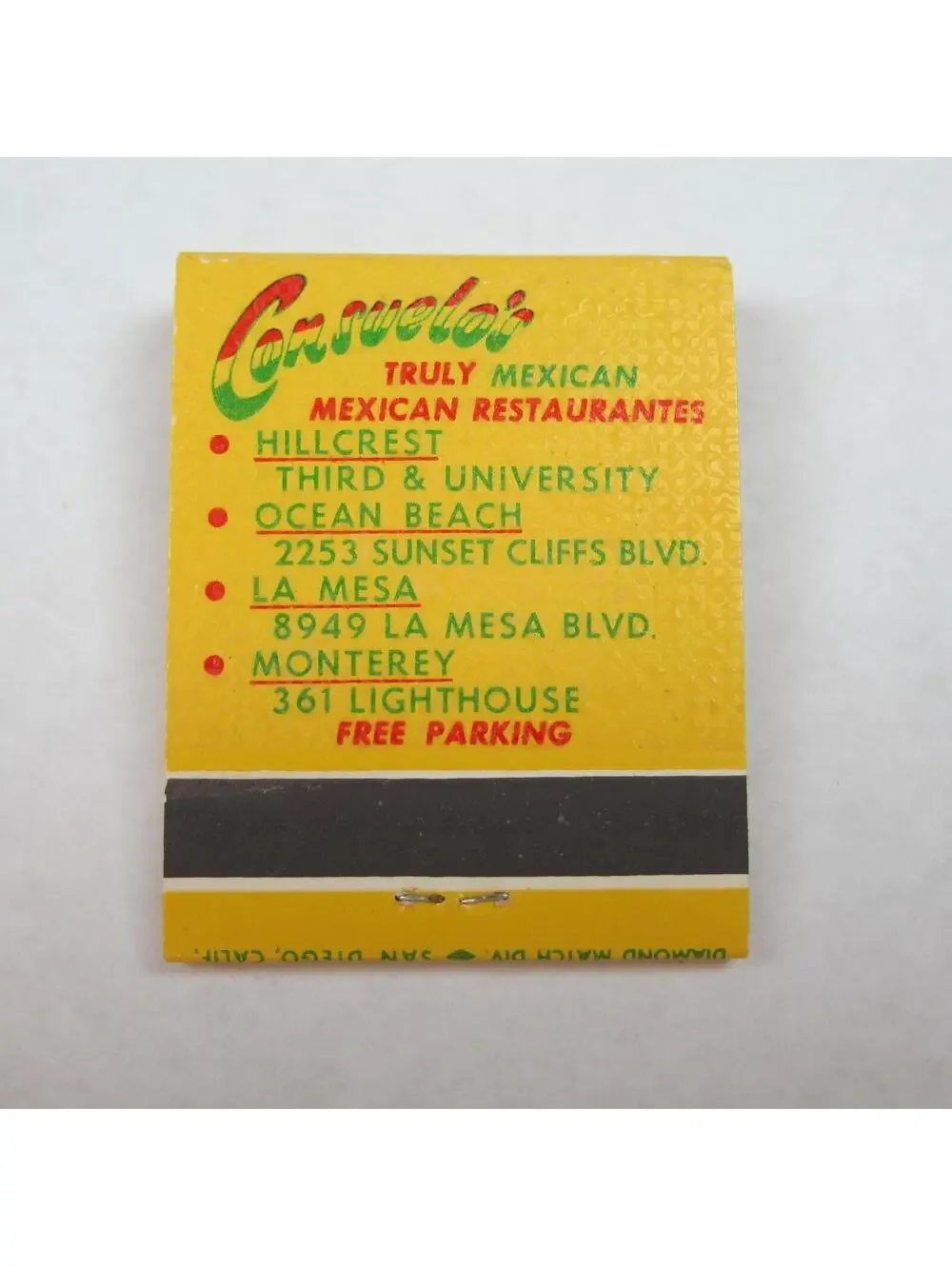 3 Vintage Matchbooks El Gaucho El Torito Consuelos California Mexican Restaurant
